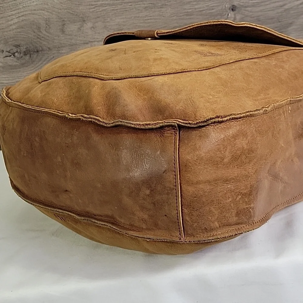 Abel Local and Global Brown Leather Tote Shoulder Bag Handbag